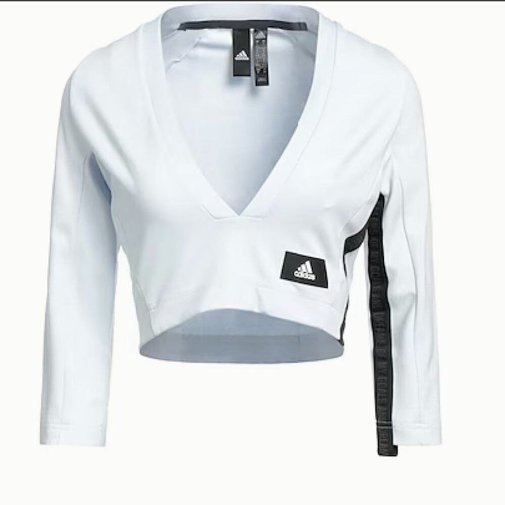 adidas long sleeve cropped shirt white L